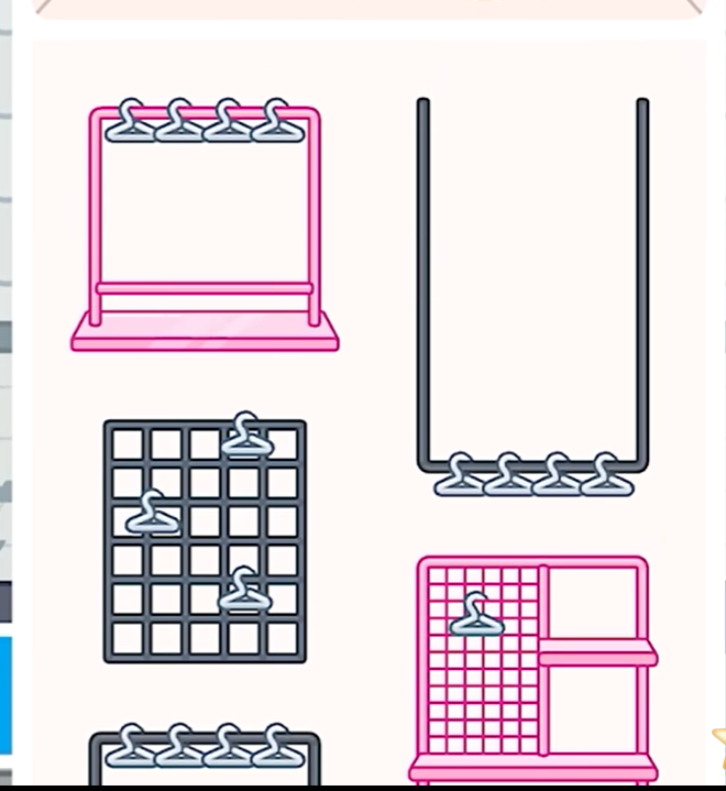 YuMI Store Furniture Pack, room furniture, racks for your clothes